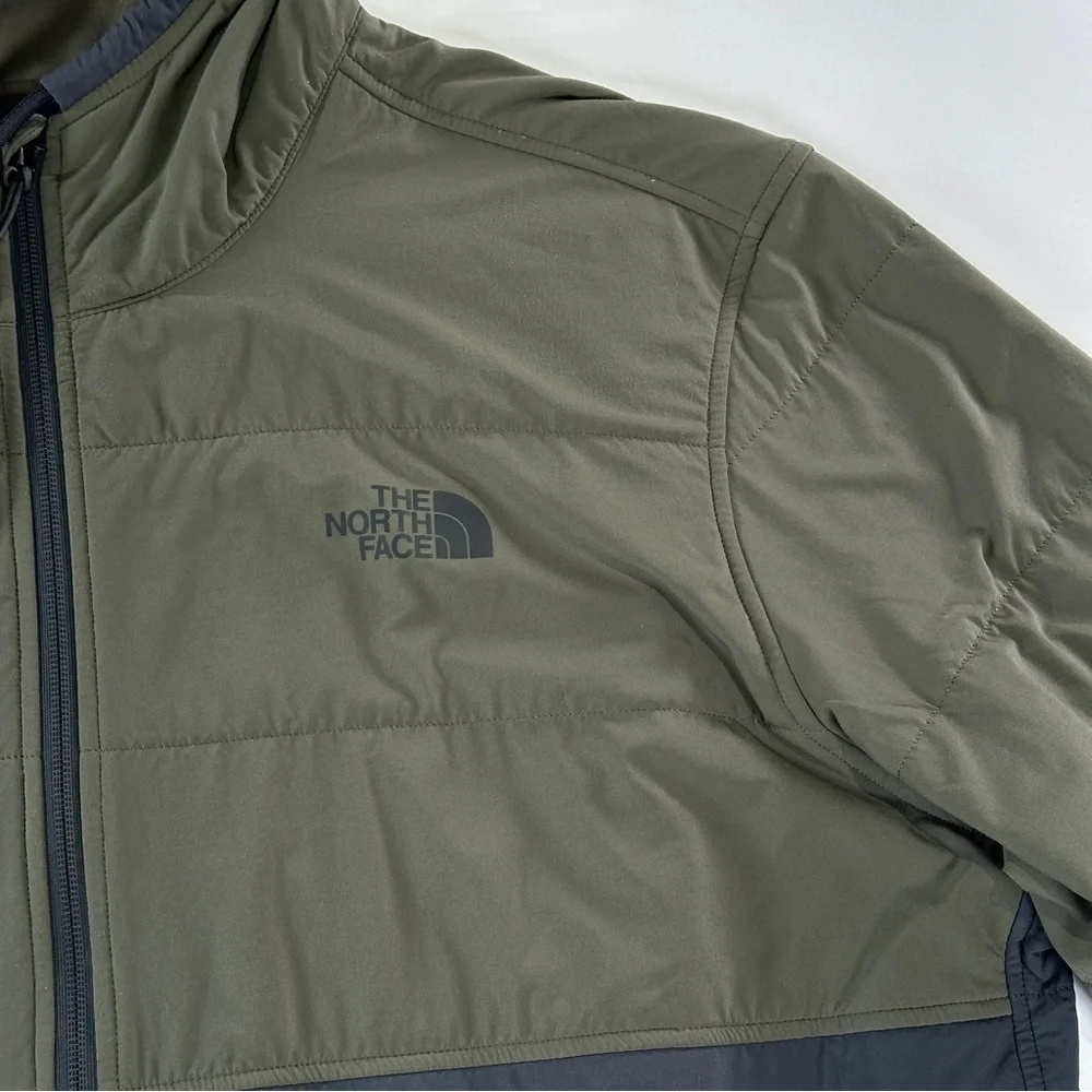 The North Face Men's Olive and Gray Puffer Jacket - Picture 3 of 14